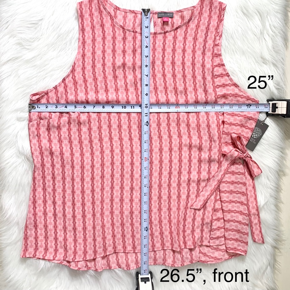 SOLD-NWT Vince Camuto Side Tie Rose Pink Printed Tunic - Picture 10 of 10